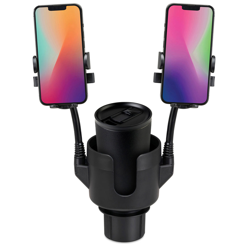 iLive Black Cup Holder with Dual Mobile Phone Mount