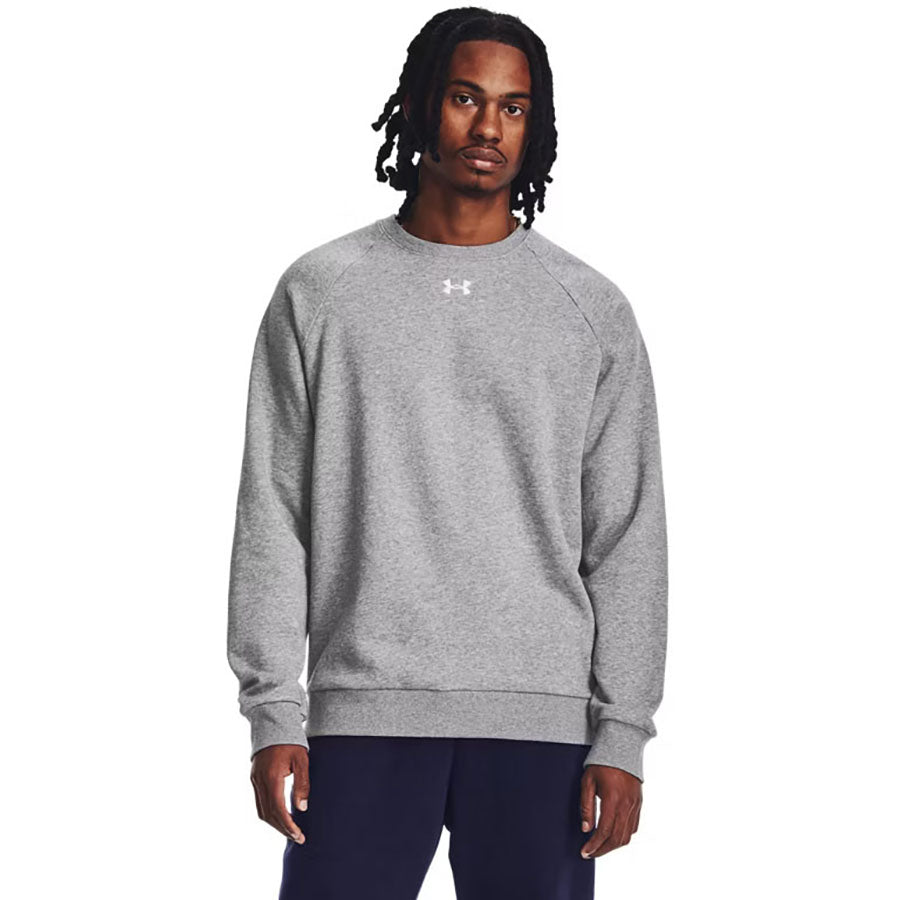 Under Armour Men's Castlerock Light Heather/White Rival Fleece Crew