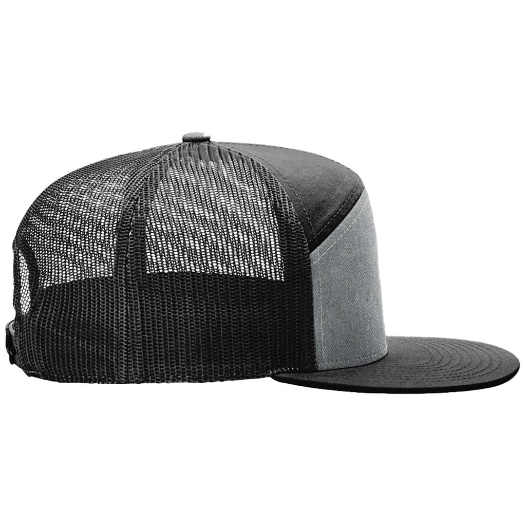 Richardson Heather Grey/Black/Black 7-Panel Trucker