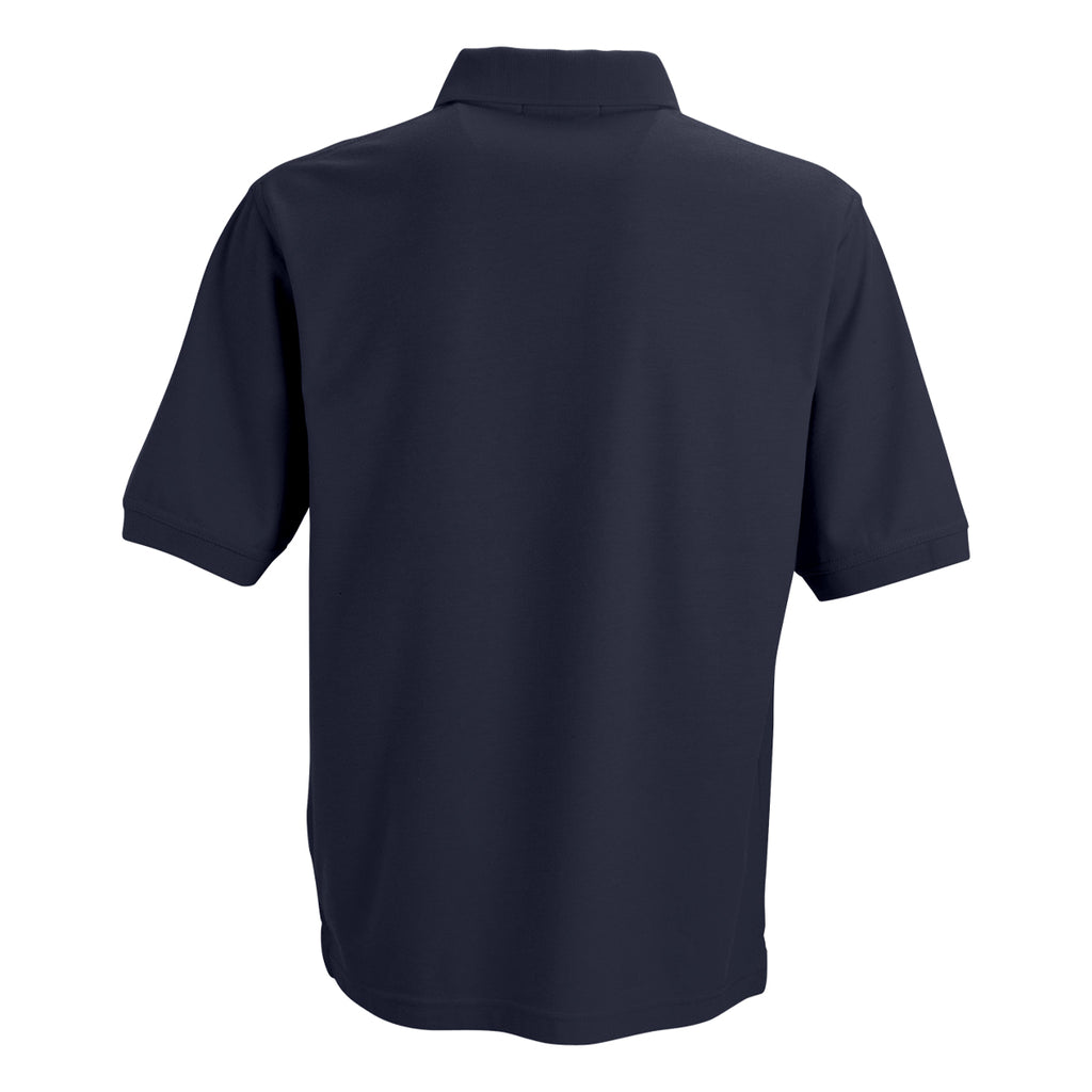 Vantage Men's Navy Soft-Blend Double-Tuck Pique Polo