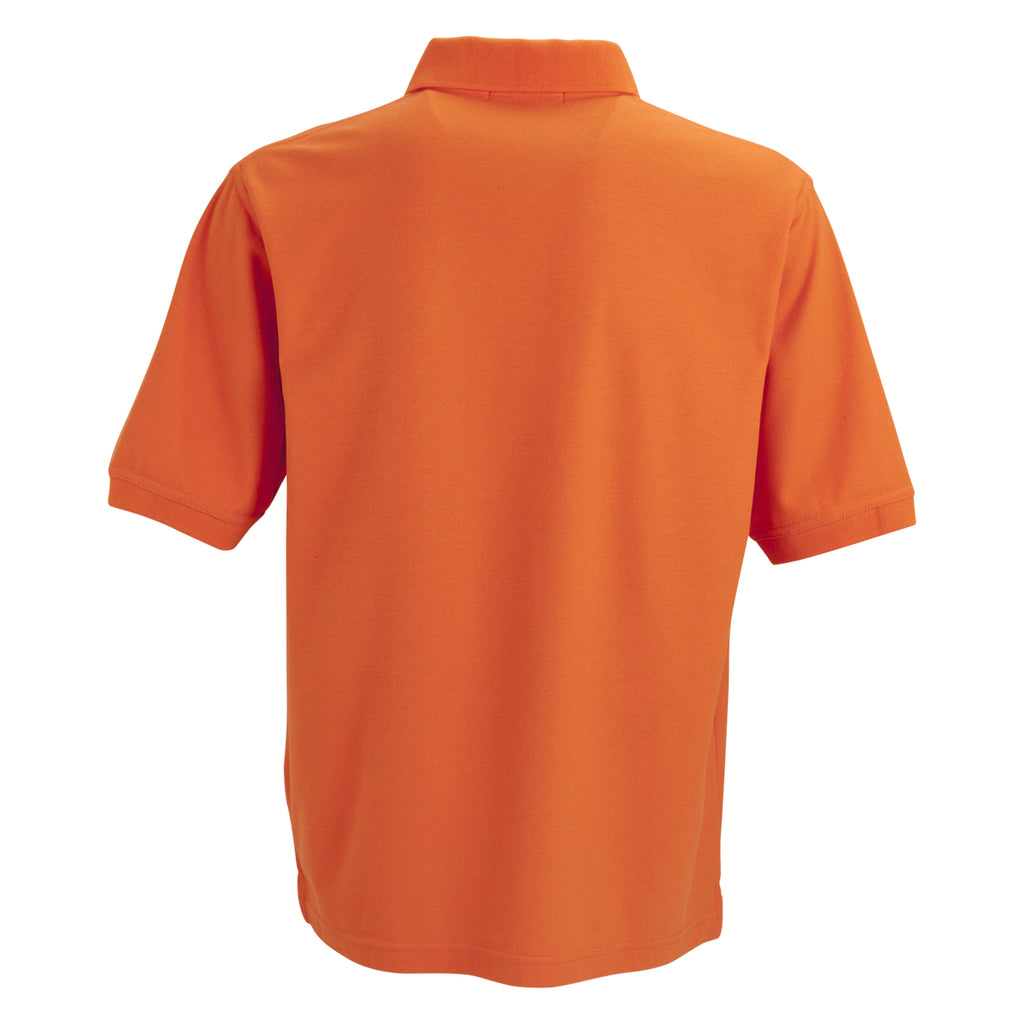 Vantage Men's Orange Soft-Blend Double-Tuck Pique Polo