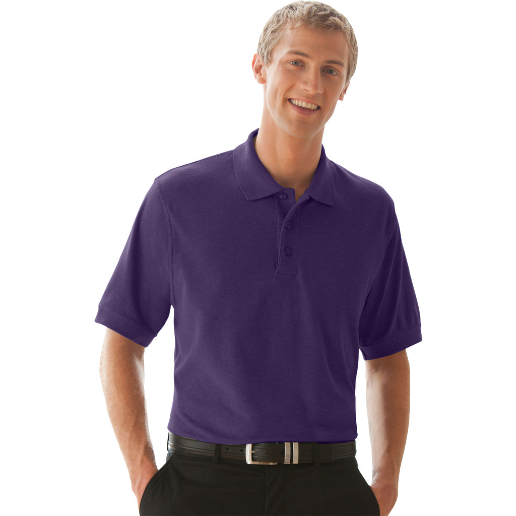 Vantage Men's Purple Soft-Blend Double-Tuck Pique Polo