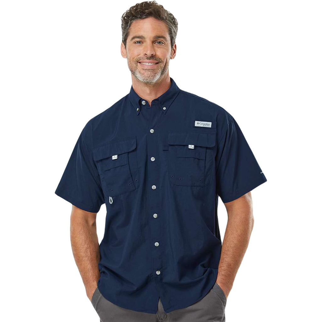 Columbia Men's Collegiate Navy PFG Bahama Short Sleeve Shirt