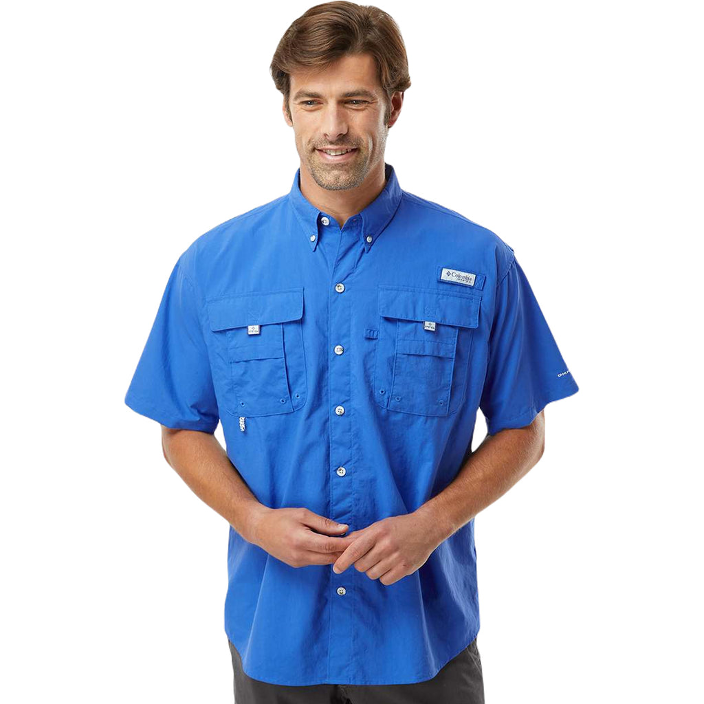 Columbia Men's Vivid Blue PFG Bahama Short Sleeve Shirt