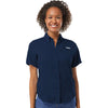 Columbia Women's Collegiate Navy PFG Tamiami Short Sleeve Shirt