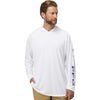 Columbia Men's White/Nightshade PFG Terminal Tackle Hooded Long Sleeve T-Shirt