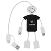 Hit White with Black Techmate 3-In-1 Charging Cable & USB Hub 2.0