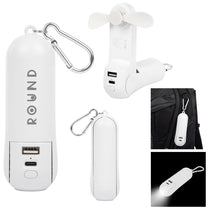 Hit White Rechargeable Power Bank With Fan & Flashlight