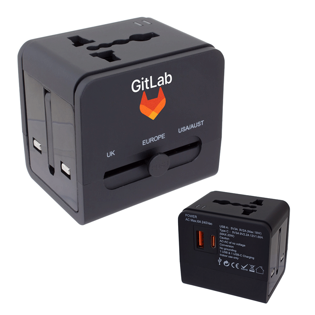 Hit Black 20W Universal Travel Adapter with Type-C