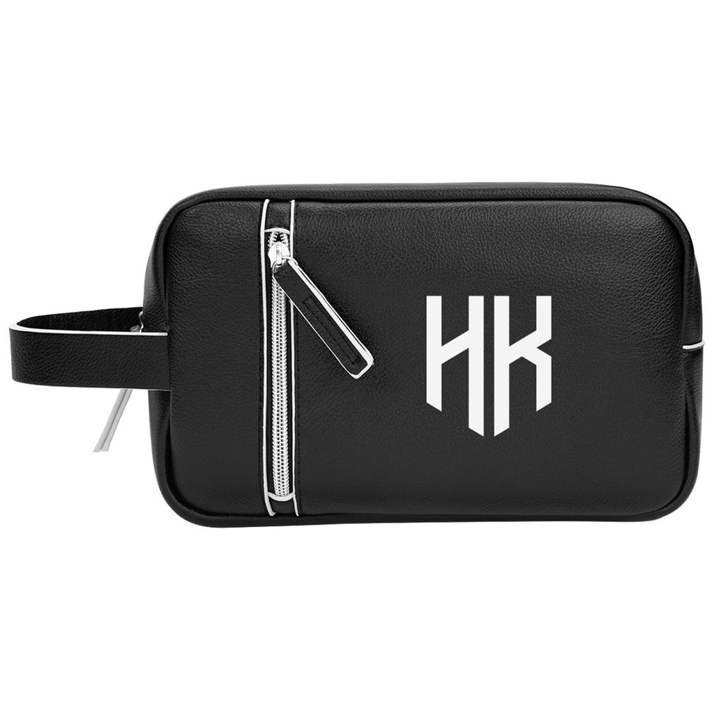 Hit Black with White Glen Leatherette Toiletry Bag