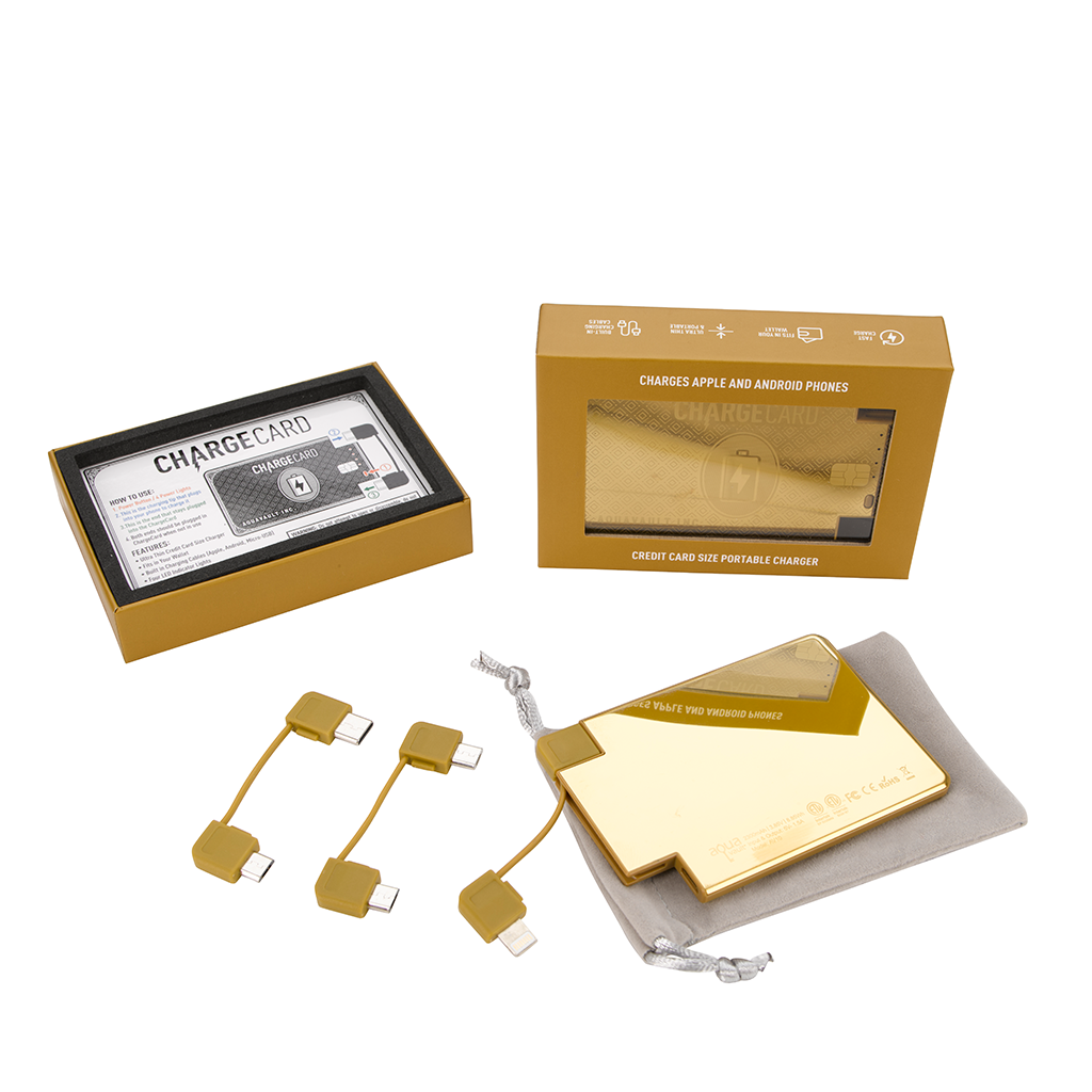 AquaVault Gold ChargeCard Power Bank 2,300 mAh