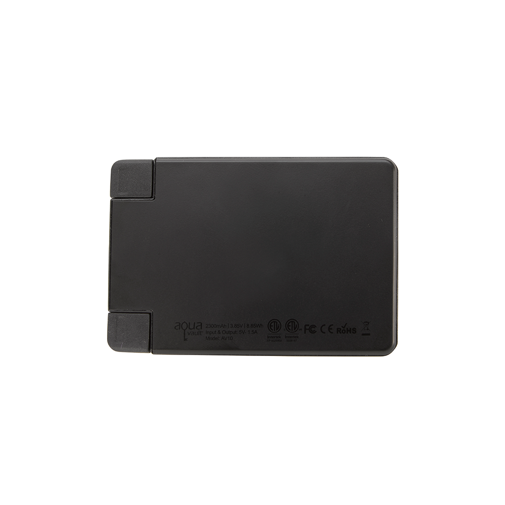 AquaVault Matte Black ChargeCard Power Bank 2,300 mAh