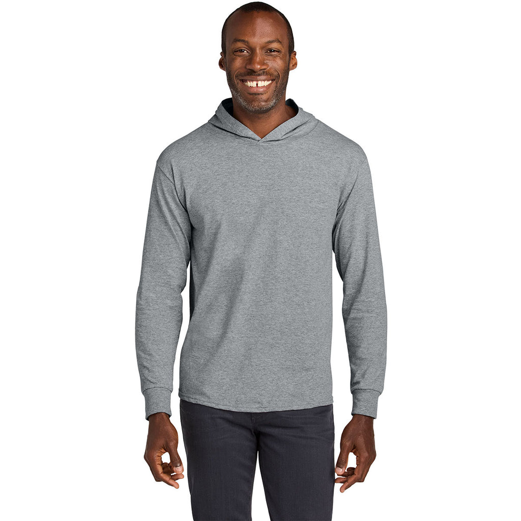 Jerzees Classics Unisex Athletic Heather Cotton Long Sleeve Hooded T-Shirt