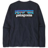 Patagonia Men's New Navy Long-Sleeved P-6 Logo Responsibili-Tee