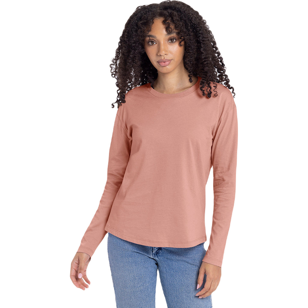 Next Level Apparel Women's Desert Pink Relaxed Long Sleeve T-Shirt