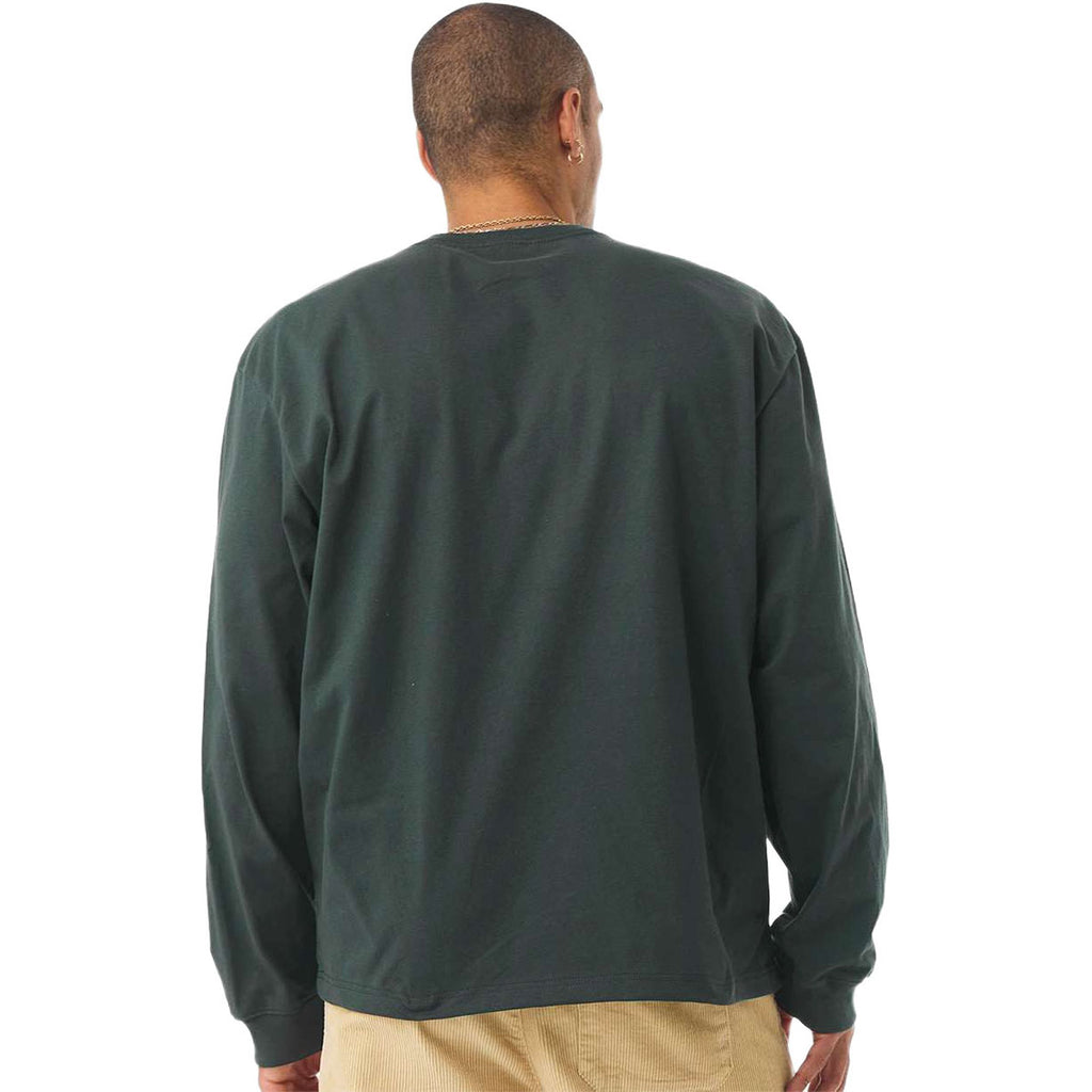 Bella + Canvas Men's Hunter Green 7.5 oz Heavyweight Long Sleeve Tee
