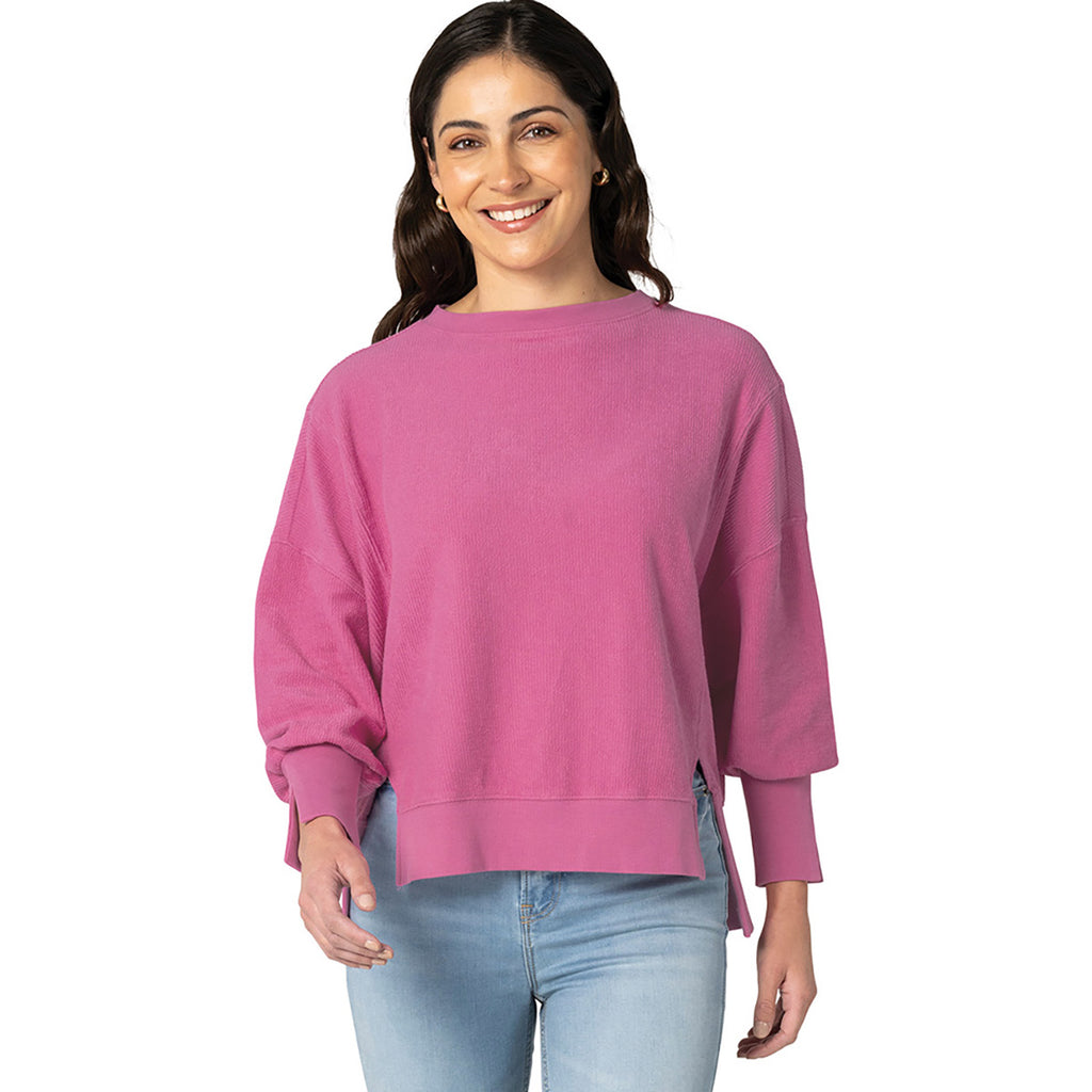 Charles River Women's Pinkberry Camden Spliced Crew Neck Sweatshirt