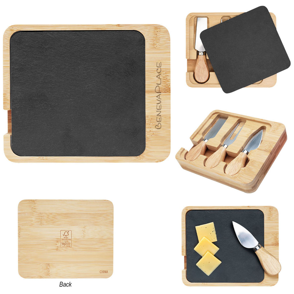 Hit Bamboo Slate & Bamboo Cheese Server Set