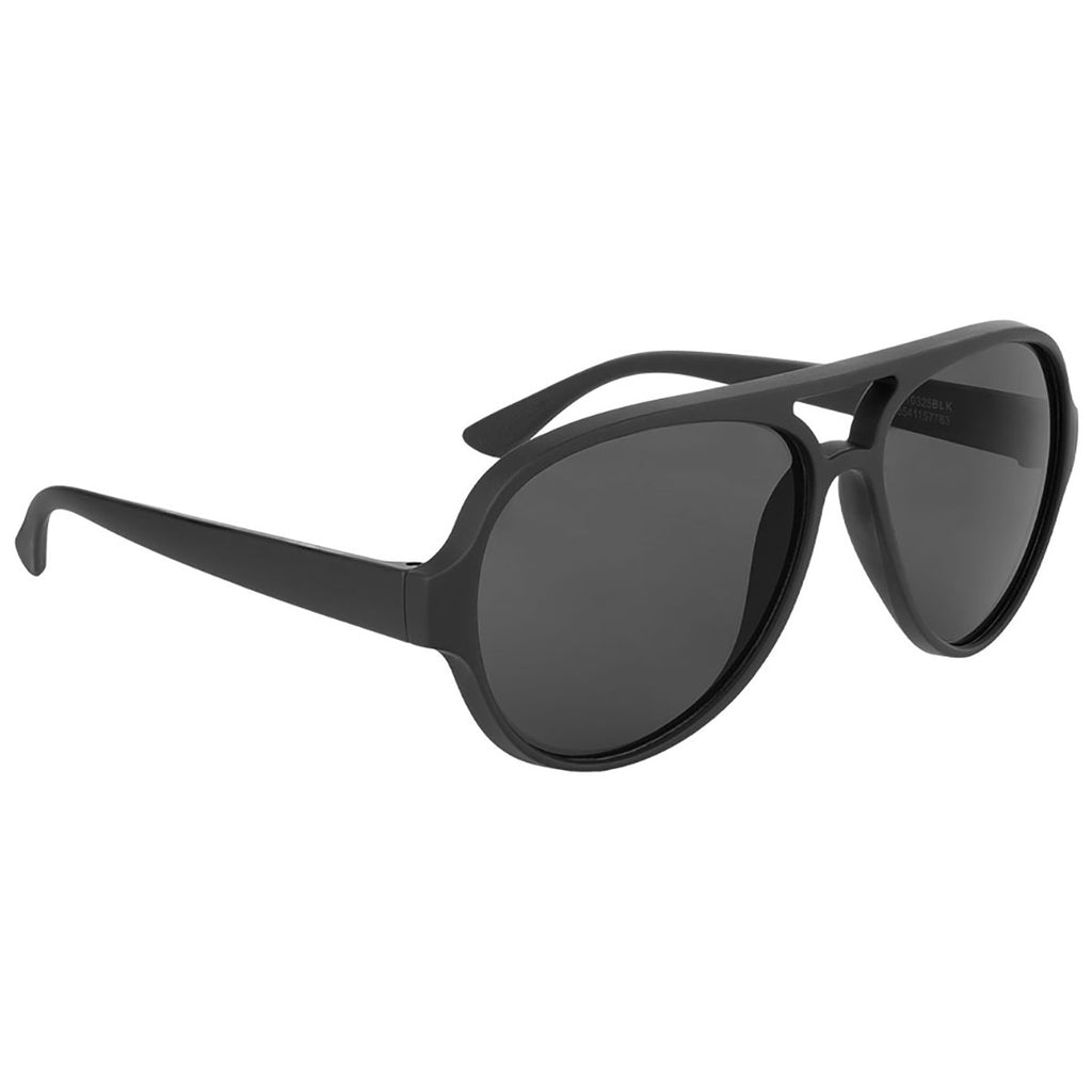 Hit Black With Black Rubberized Recycled Frame Aviator Sunglasses