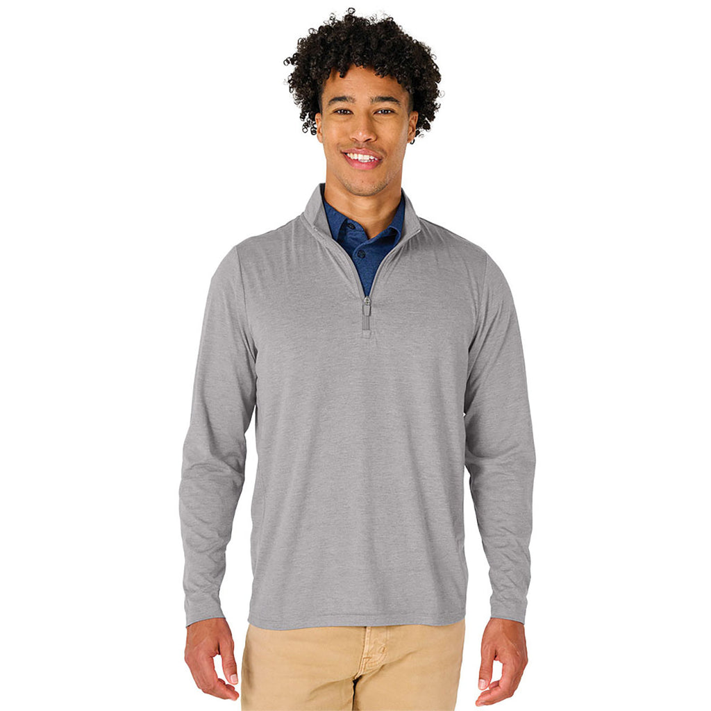 Charles River Men's Light Grey Heather Vista Tri-Blend Quarter Zip
