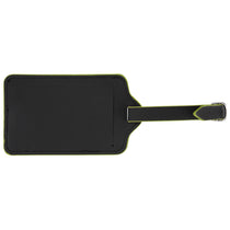 Hit Black with Lime Green Recycled Leatherette Luggage Tag