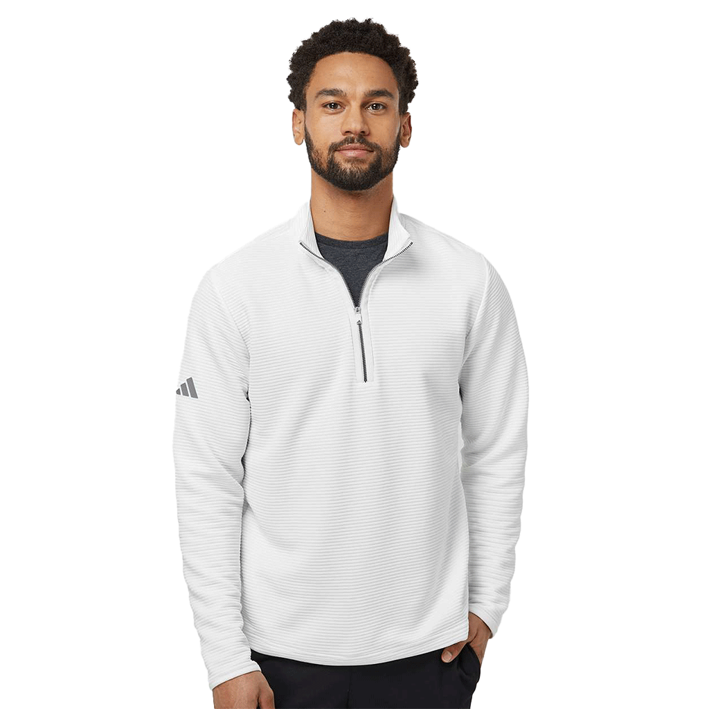Adidas Men's Core White Spacer Quarter-Zip Pullover