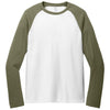 Allmade Unisex Olive You Green/Bright White Tri-Blend Long Sleeve Colorblock Raglan