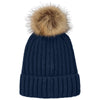 Port Authority River Blue Navy Faux Fur Pom Beanie