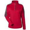 Core 365 Women's Classic Red/Carbon Market Snag Protect Mesh Colorblock Quarter-Zip Pullover