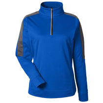 Core 365 Women's True Royal/Carbon Market Snag Protect Mesh Colorblock Quarter-Zip Pullover
