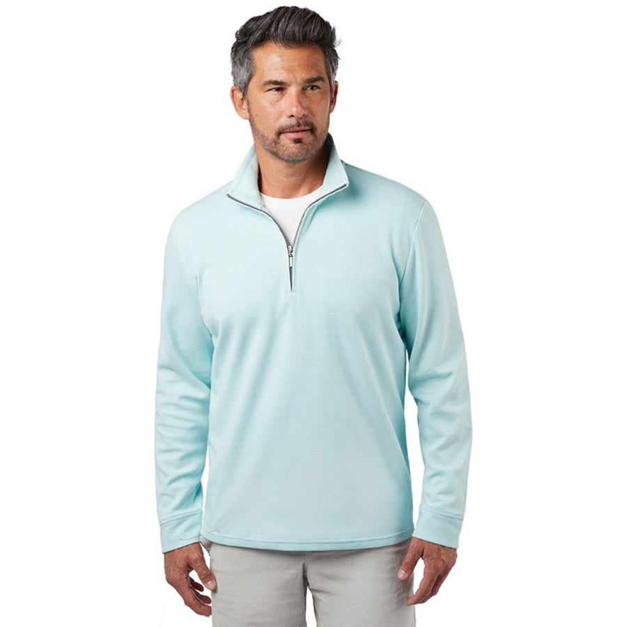 Landway Men's Coral Green Cardiff Quarter-Zip Cotton Fleece Pullover