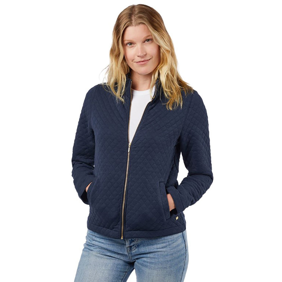 Landway Women's Navy Seneca Quilted Full-Zip Sweater