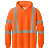 CornerStone Men's Safety Orange ANSI 107 Class 3 Long Sleeve Segmented Tape Hooded Tee