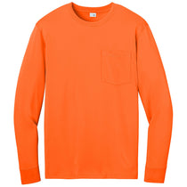 CornerStone Men's Safety Orange Workwear Pro Long Sleeve Pocket Tee