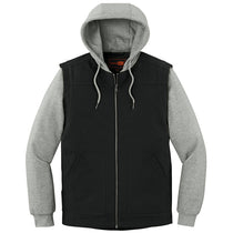 CornerStone Men's Black/Heather Grey Duck Fleece Full-Zip Hooded Jacket