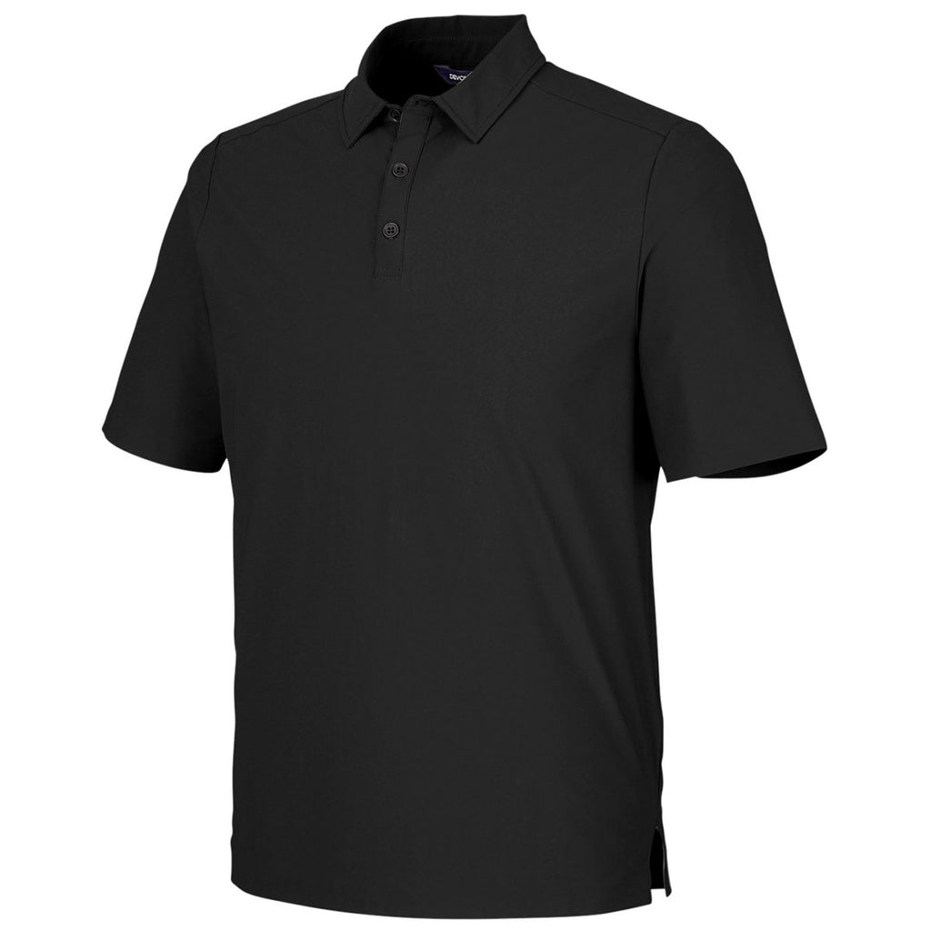 Devon & Jones Men's Black CrownLux Performance Windsor Welded Polo