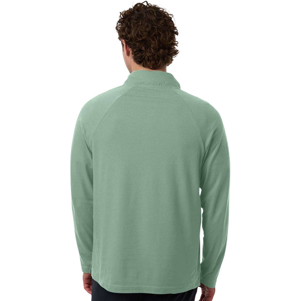 Devon & Jones Men's Balsam Green Seaton Pebble Textured Quarter-Zip Pullover