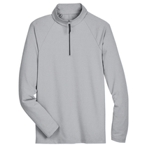 Devon & Jones Men's Black CrownLux Performance Clubhouse Micro-Stripe Quarter-Zip Pullover