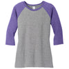 District Women's Purple Frost/ Grey Frost Perfect Tri 3/4-Sleeve Raglan