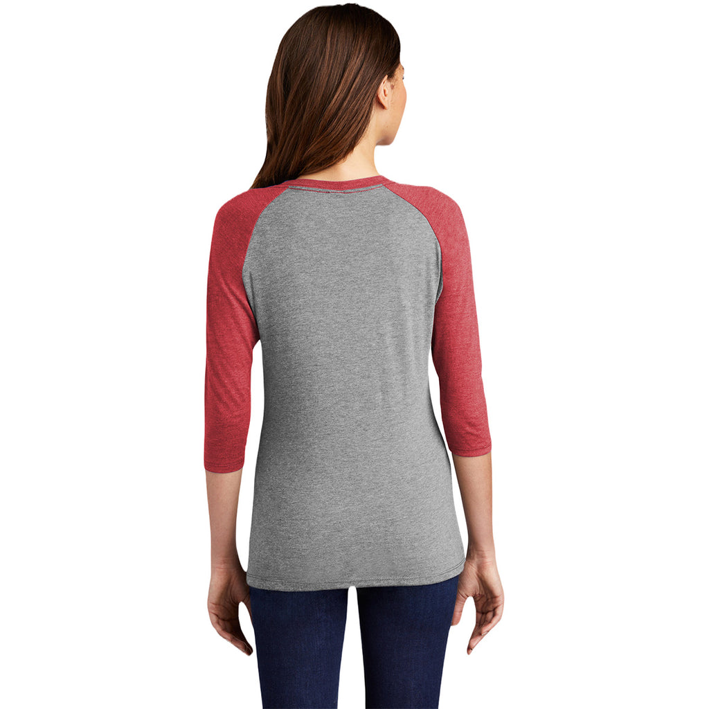 District Women’s Red Frost/ Grey Frost Perfect Tri 3/4-Sleeve Raglan