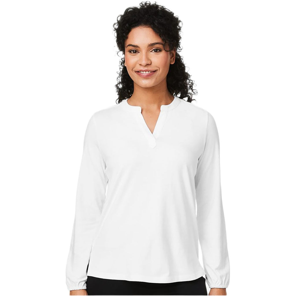 Devon & Jones Women's White Raleigh Half-Placket Knit Top
