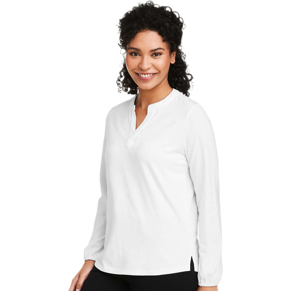 Devon & Jones Women's White Raleigh Half-Placket Knit Top