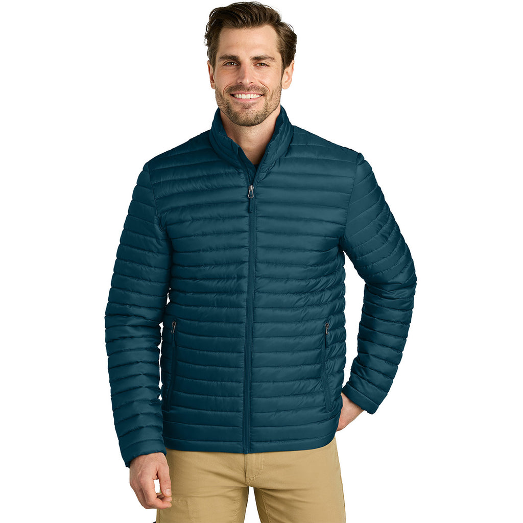 Eddie Bauer Men's Adriatic Blue Packable Quilted Full-Zip