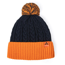 Pop Promos Orange & Black Cuffed Cable Knit Beanie