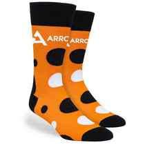 Pop Promos Orange & Black Scattered Polka Dot Dress Socks