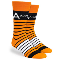 Pop Promos Orange & Black Two Color Stripe Dress Socks