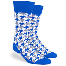 Pop Promos Blue & Grey Houndstooth Dress Socks