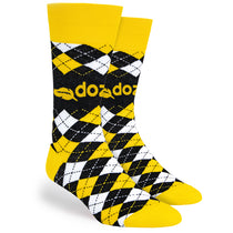 Pop Promos Yellow & Black Full Argyle Dress Socks