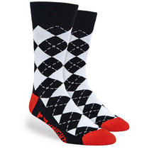 Pop Promos Red & Black Logo Argyle Dress Socks