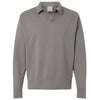 ComfortWash by Hanes Men's Concrete Grey Garment-Dyed Polo Collar Sweatshirt